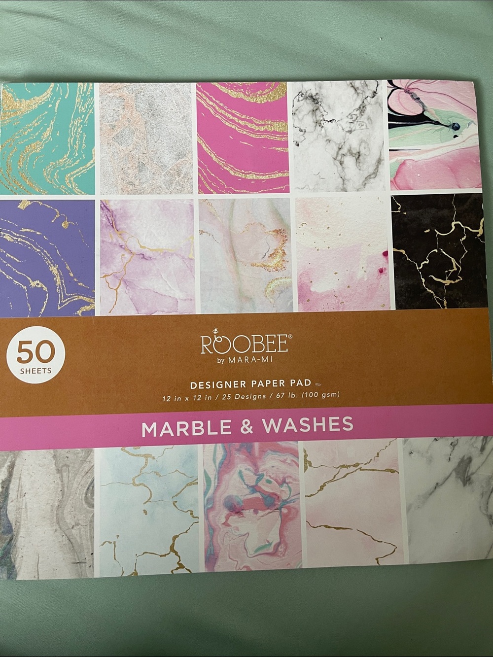 50 page book of Marble & Washes Designer Paper